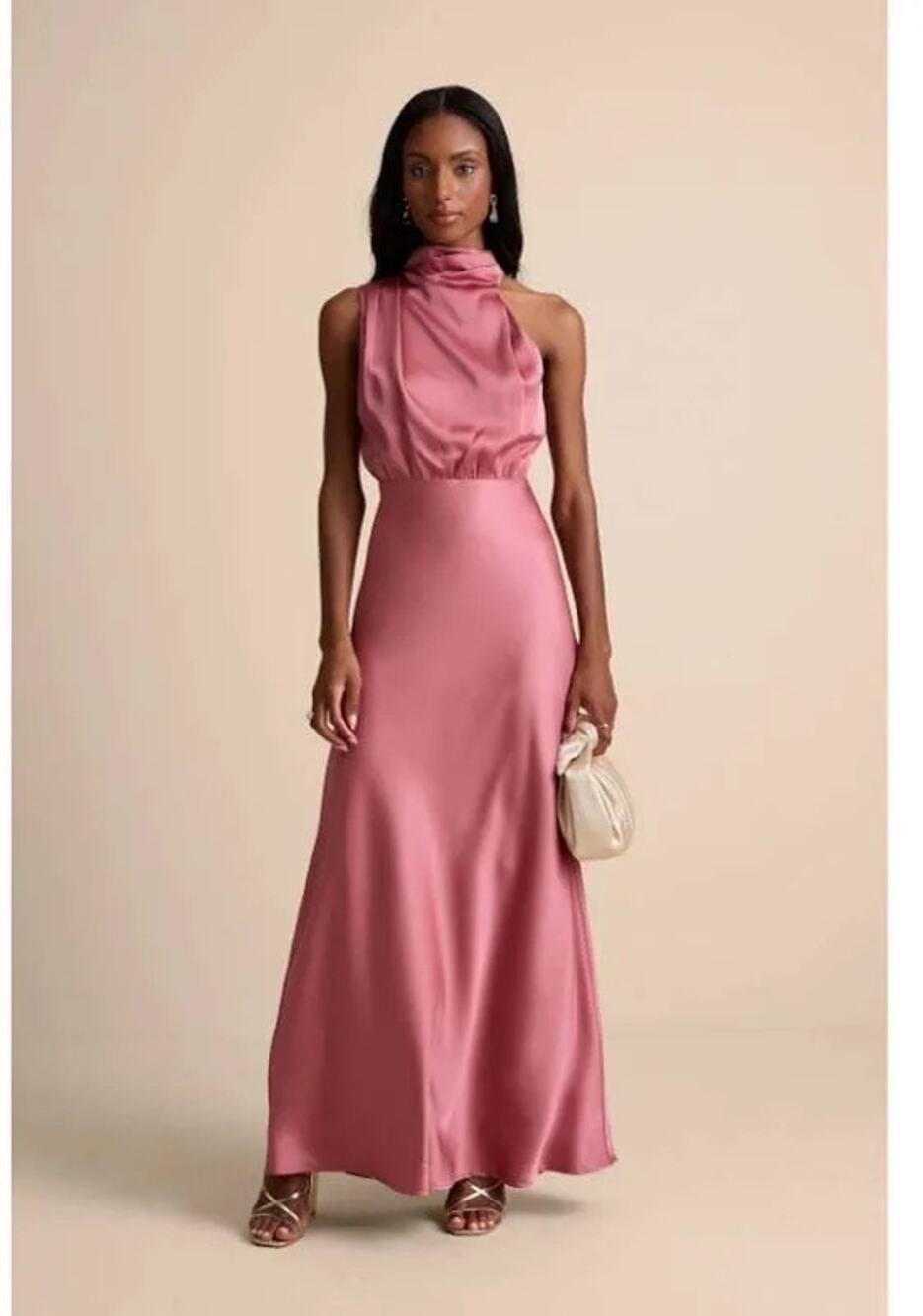 NWT Lulus Distinctive Charm Rose Pink Satin Asymmetrical Dress Bridesmaid Sz 3X